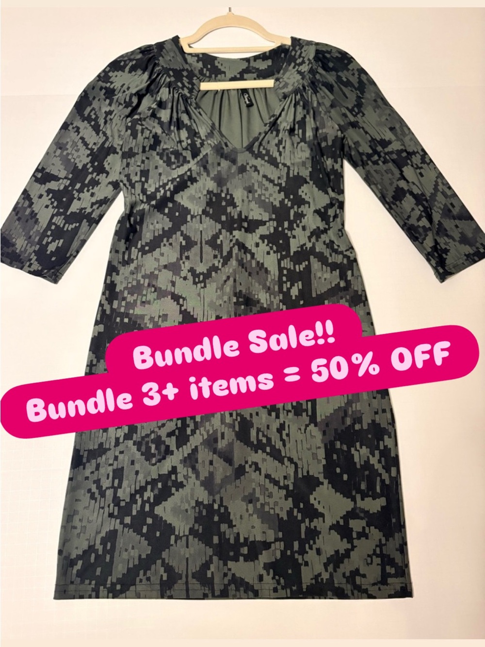 Kacey Montoya’s Closet| Deborah Viereck 3/4 Sleeve V-Neck Dress